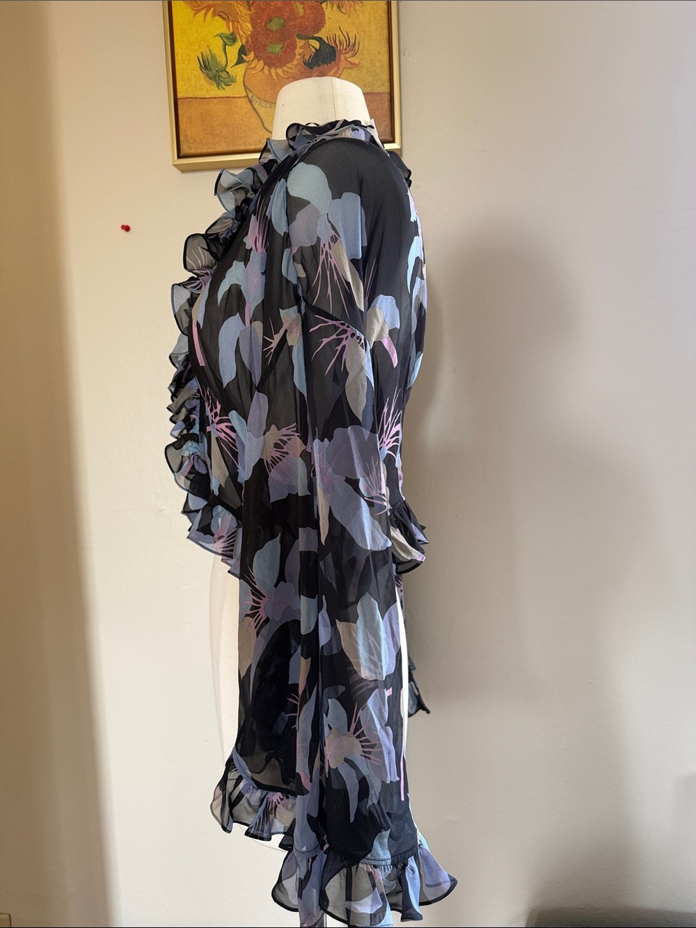 Chloë Ruffled Sheer Top Size 36 - Picture 2 of 6